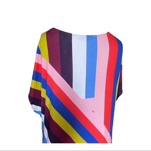 Louis Feraud Shift Dress Multicolor Abstract Flutter Short Sleeve Sheath Women 6 - Picture 5 of 8